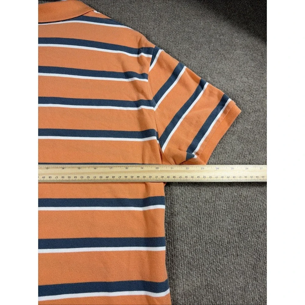 Vintage Polo Ralph Lauren Polo Shirt Mens M-L Orange Striped RL Flag Classic
